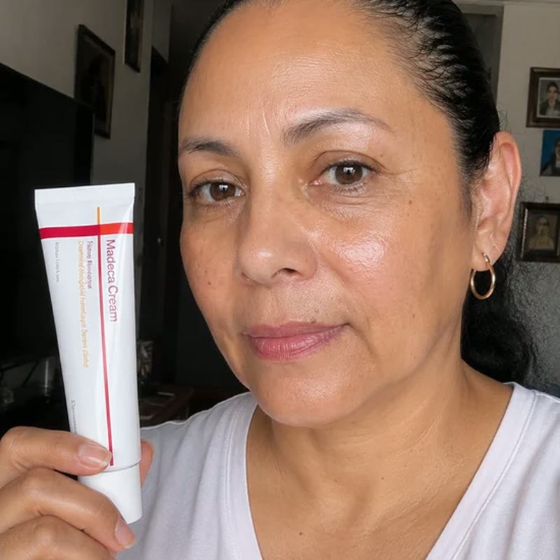 Rostro limpio con la crema lista para aplicar